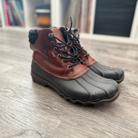 Men's Sperry Brown and Black Waterproof Duck Boots - Classic Lace-Up - Picture 3 of 8